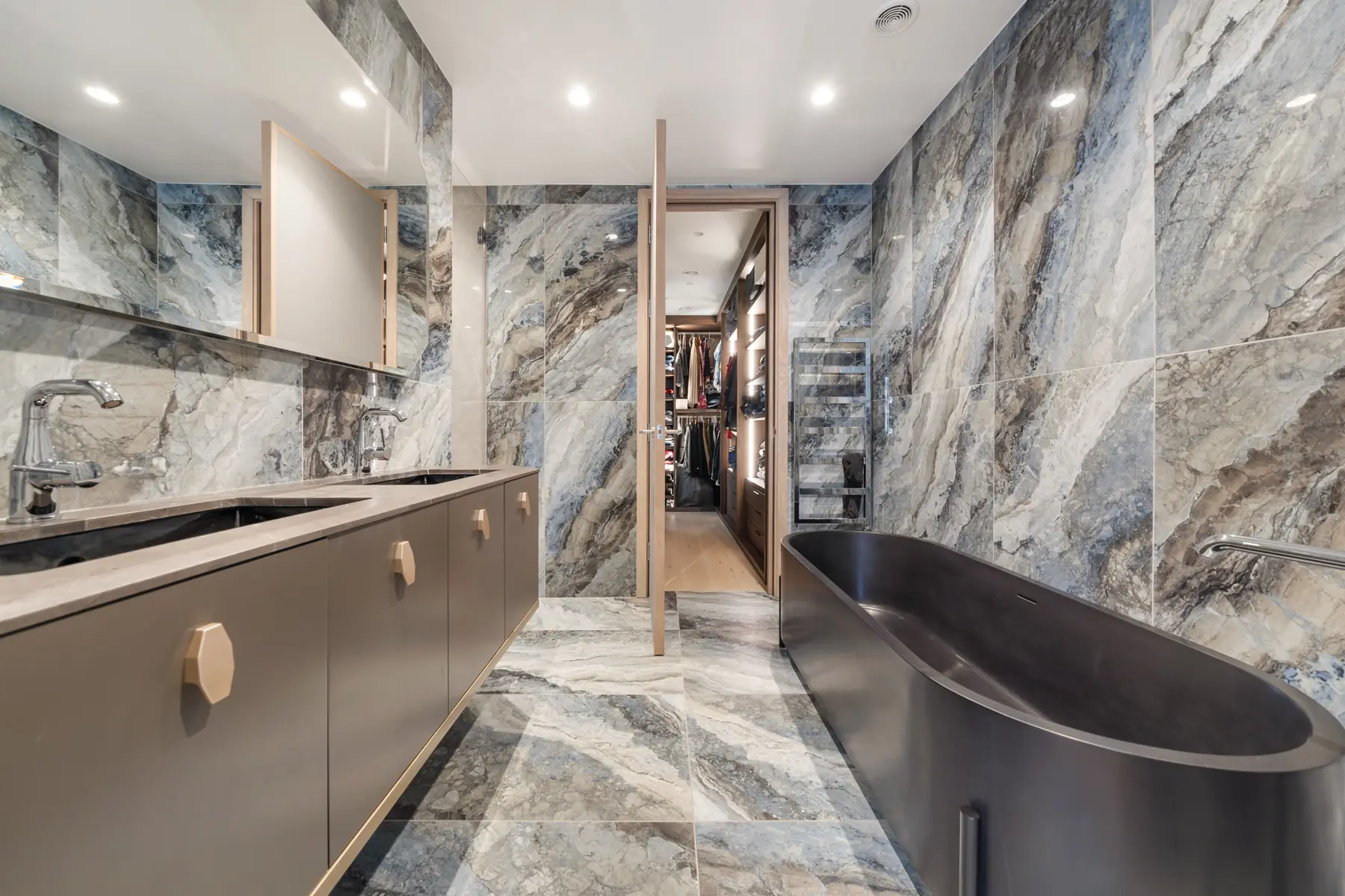 Marble bathroom with fitted vanity