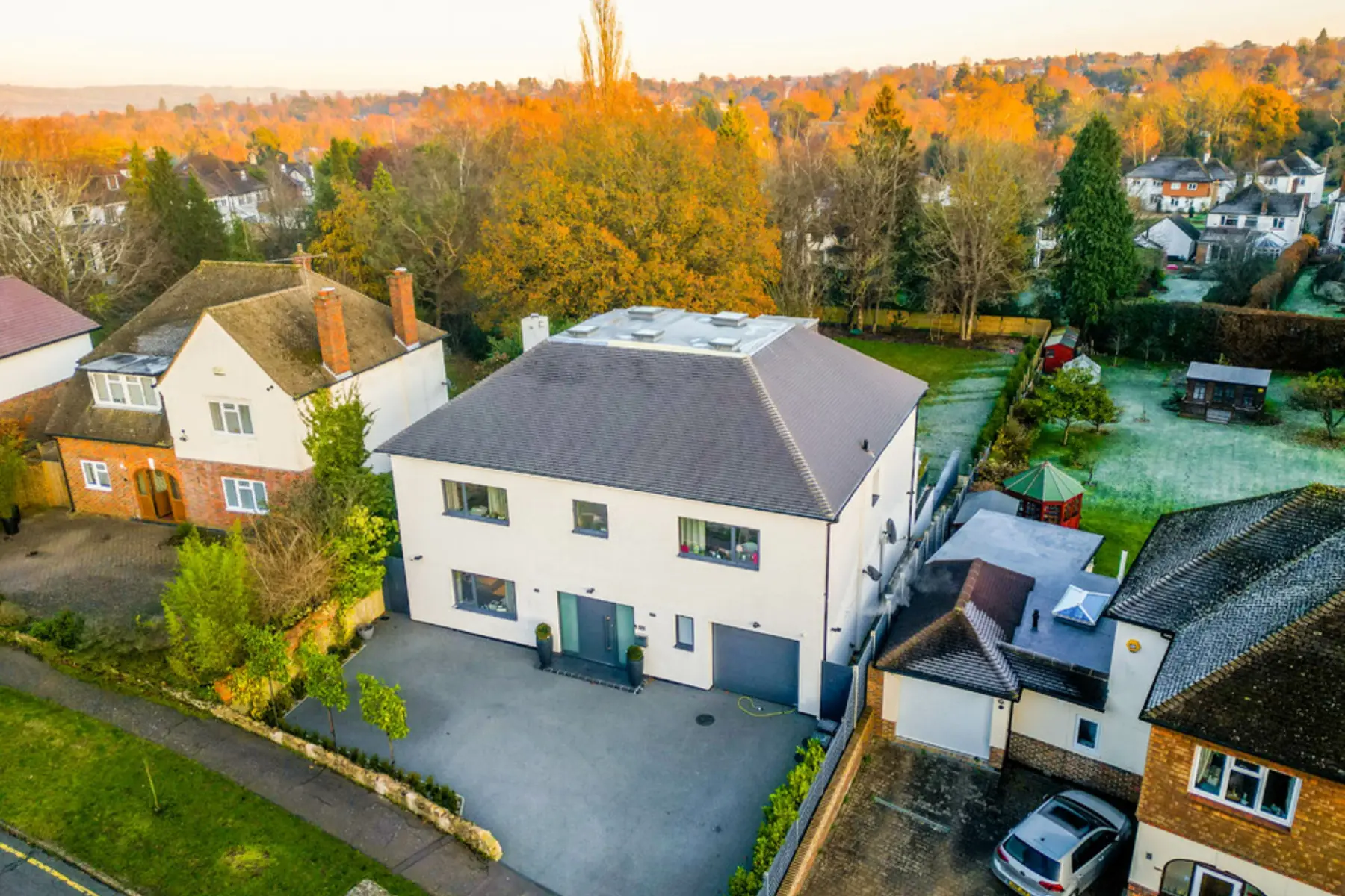 Aerial view of a new house built in Sevenoaks