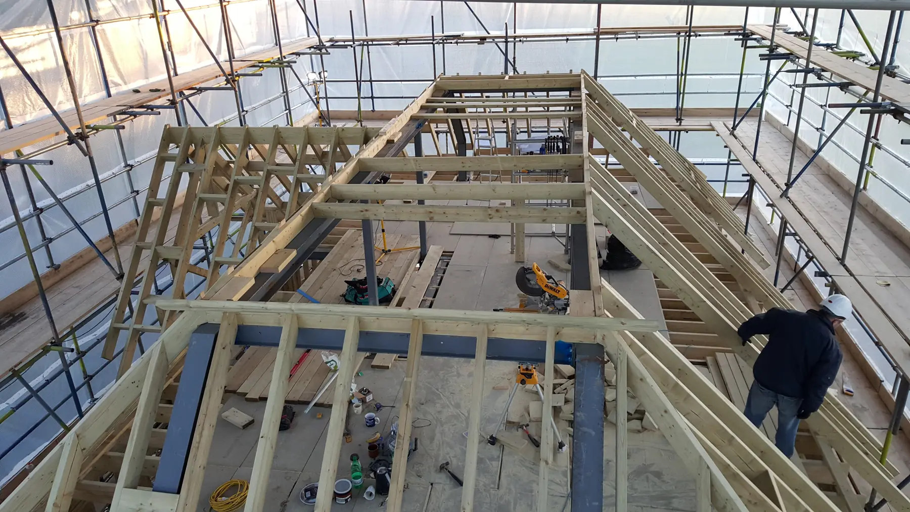 Roof framing for the top floor