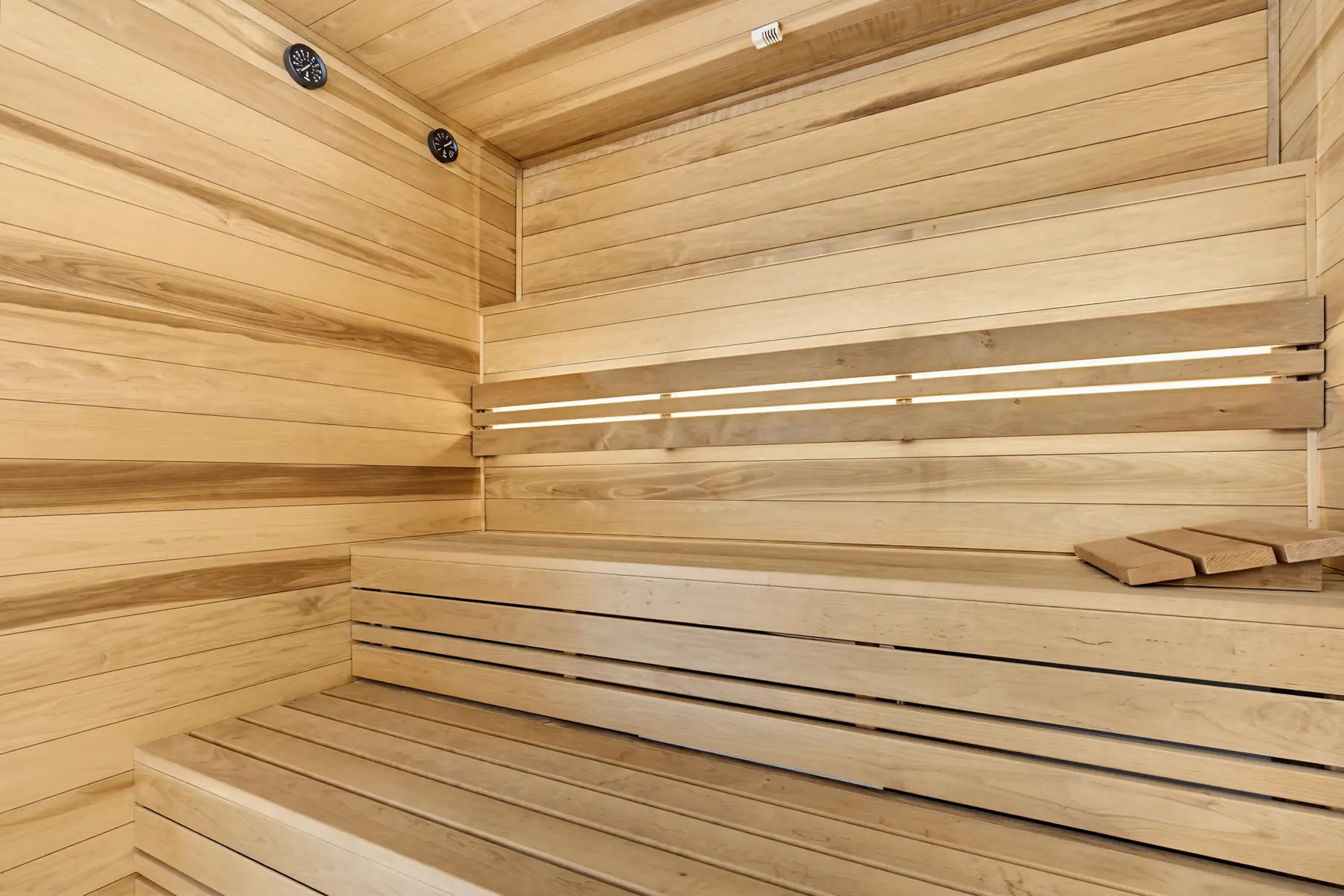Timber-lined sauna